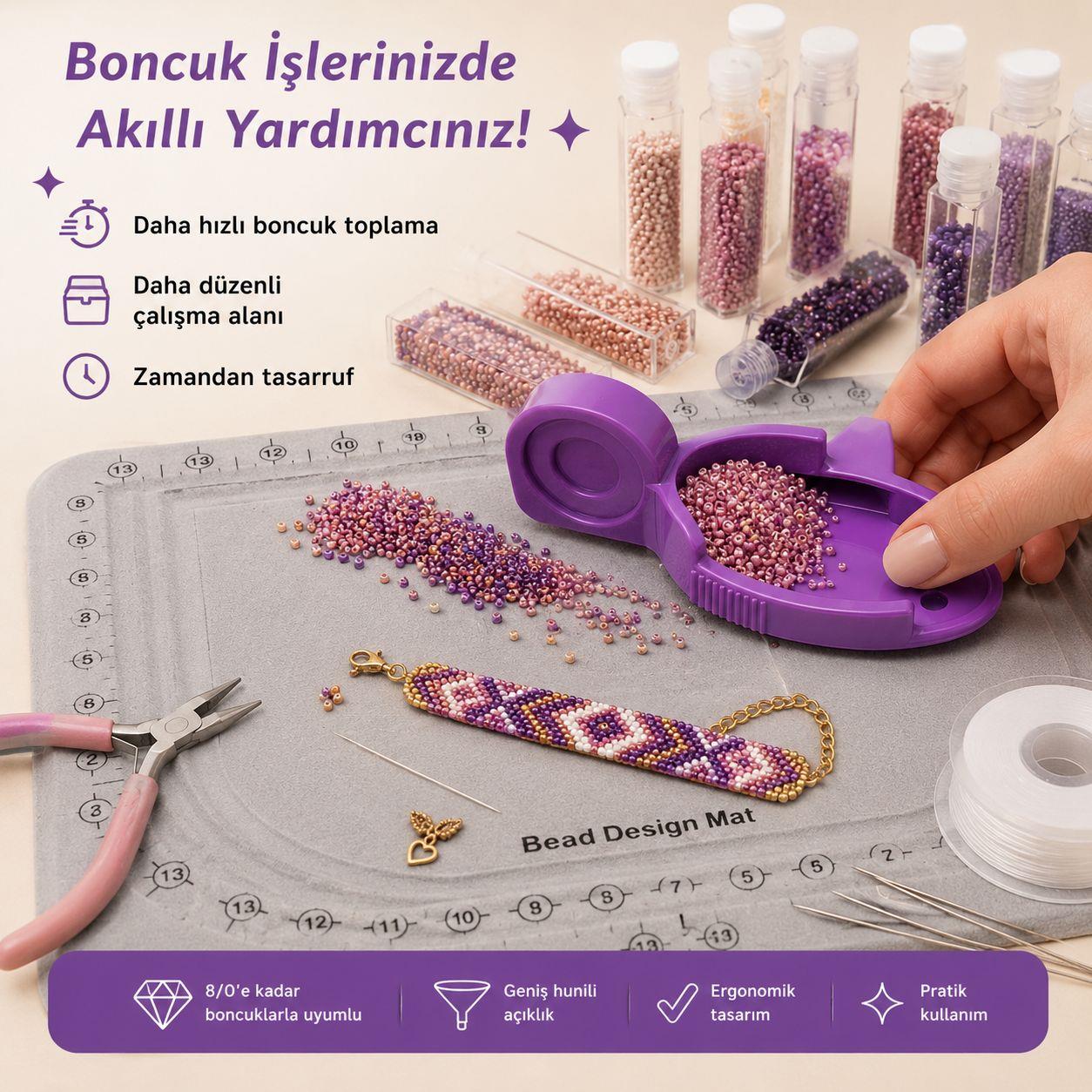 Mini Boncuk Toplama Kaşığı - Çift Fonksiyonlu