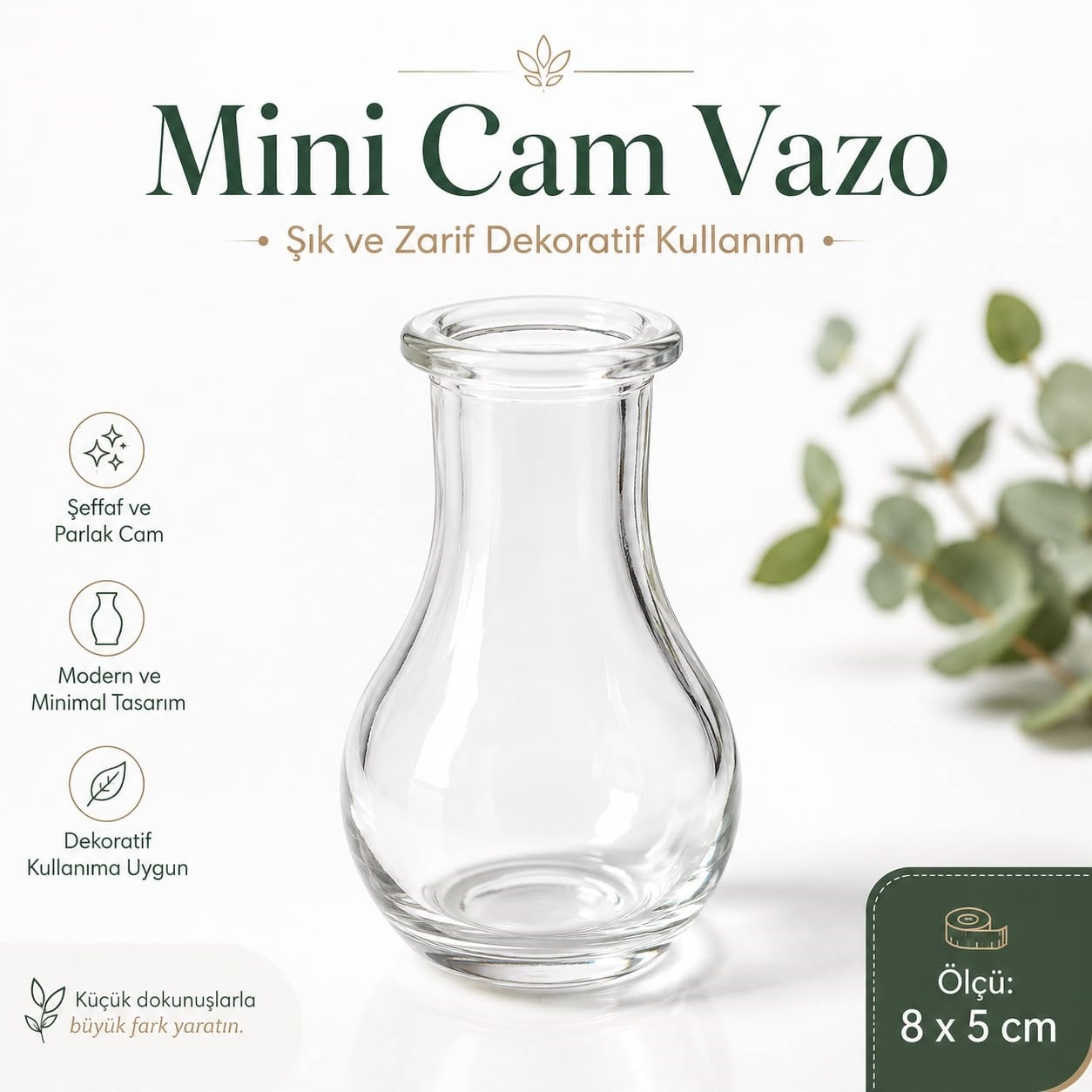 Mini - Dekoratif Cam Vazo 8x5 cm