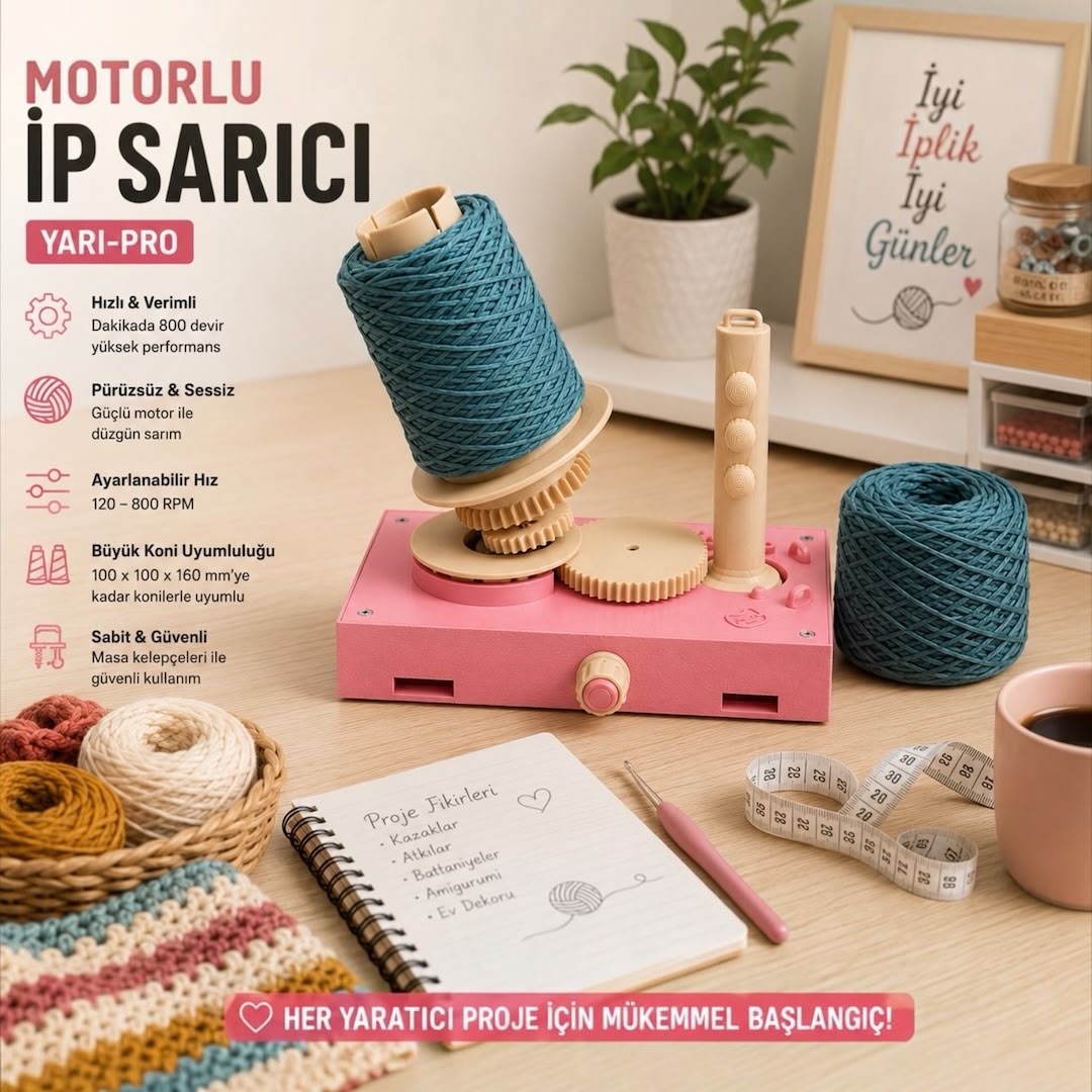 Motorlu Automatic İp Sarma Makinesi V3 - Profesyonel İplik Sarıcı Seti