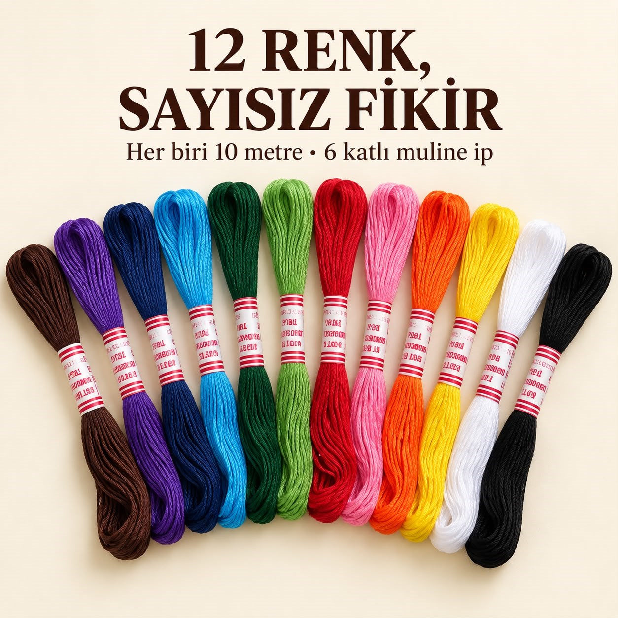 Muline İp - Kanaviçe İp Seti 12 Adet Çile