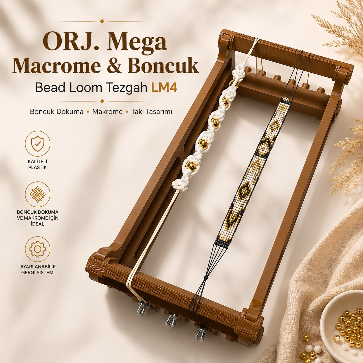 ORJ. Mega Macrome ve Boncuk - Bead Loom Tezgah LM4