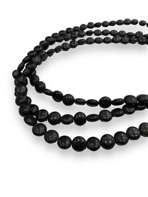 Oval, Yassı Kesim Sedef Dizi Doğal taş 15 MM Siyah