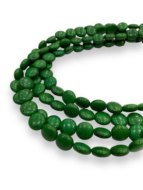 Oval, Yassı Kesim Sedef Dizi Doğal taş 20 MM Koyu Yeşil
