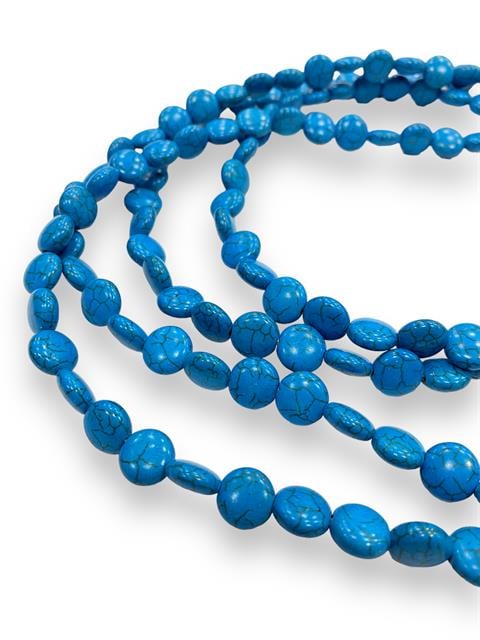 Oval, Yassı Kesim Sedef Dizi Doğal taş 20 MM Açık Mavi