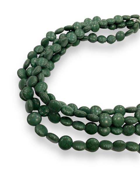 Oval, Yassı Kesim Sedef Dizi Doğal taş 20 MM Haki Yeşil