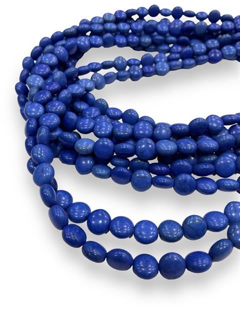 Oval, Yassı Kesim Sedef Dizi Doğal taş 15 MM Koyu Mavi