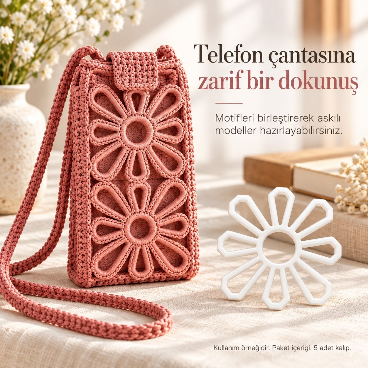 Papatya Motif Kalıbı – 8 × 8 cm | 5 Adet