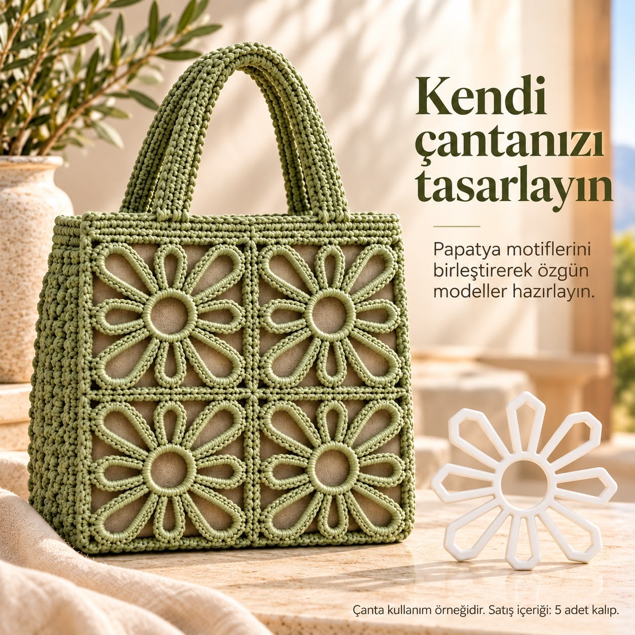 Papatya Motif Kalıbı – 8 × 8 cm | 5 Adet