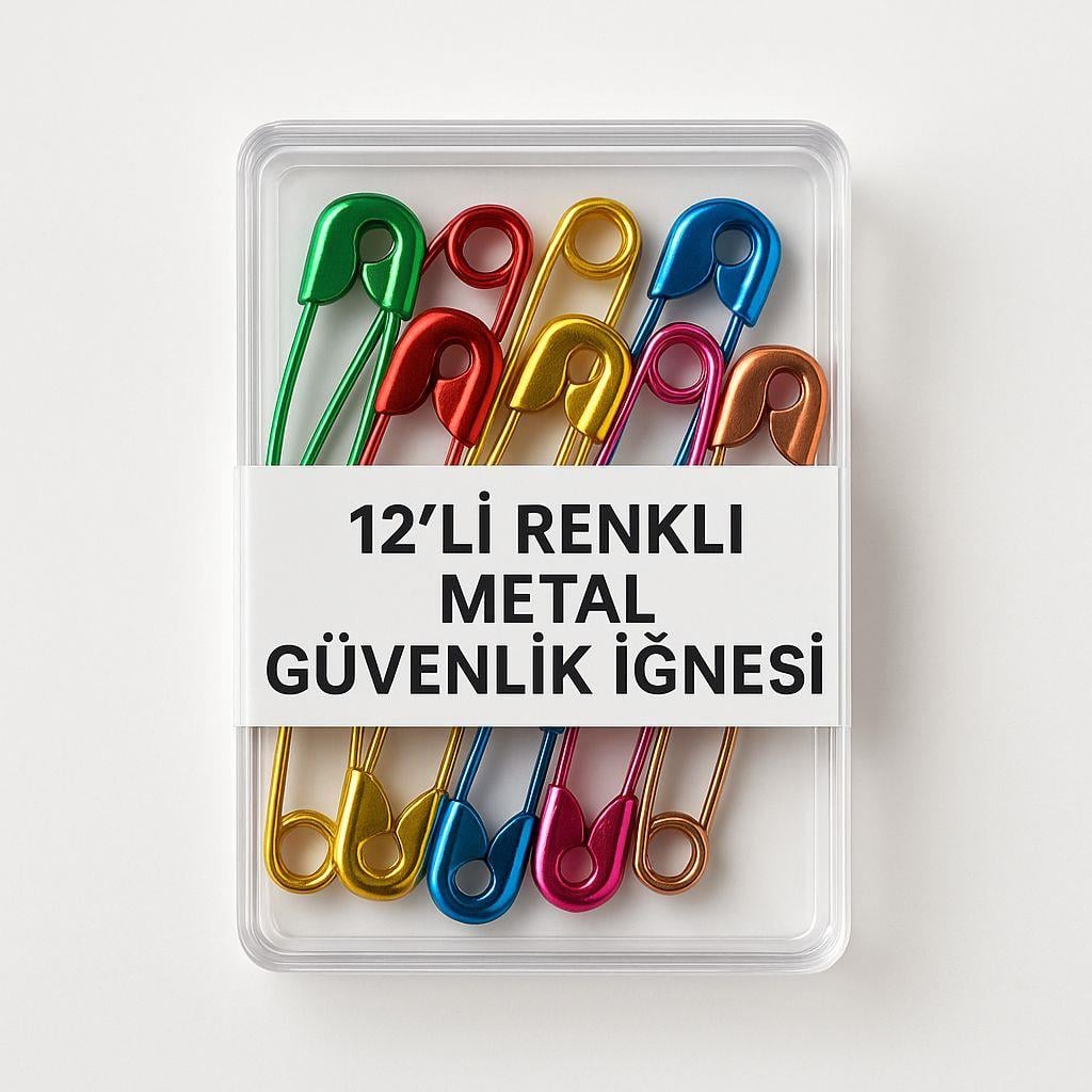 Paslanmaz Çelik Parlak Çengelli İğne Kutulu 12 Adet