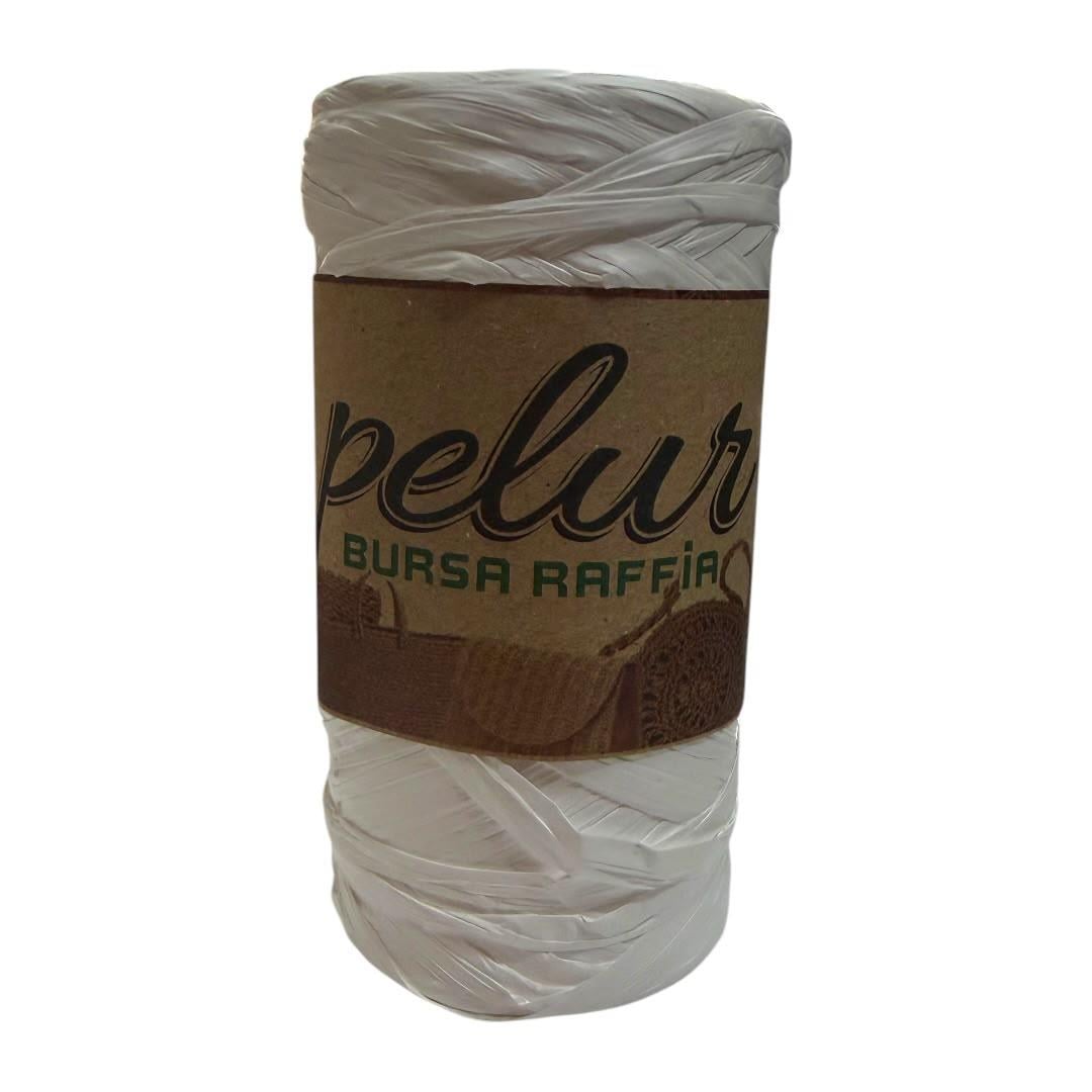 Pelur Bursa Beyaz Raffia Çanta ve Örgü İpi 150GR. 