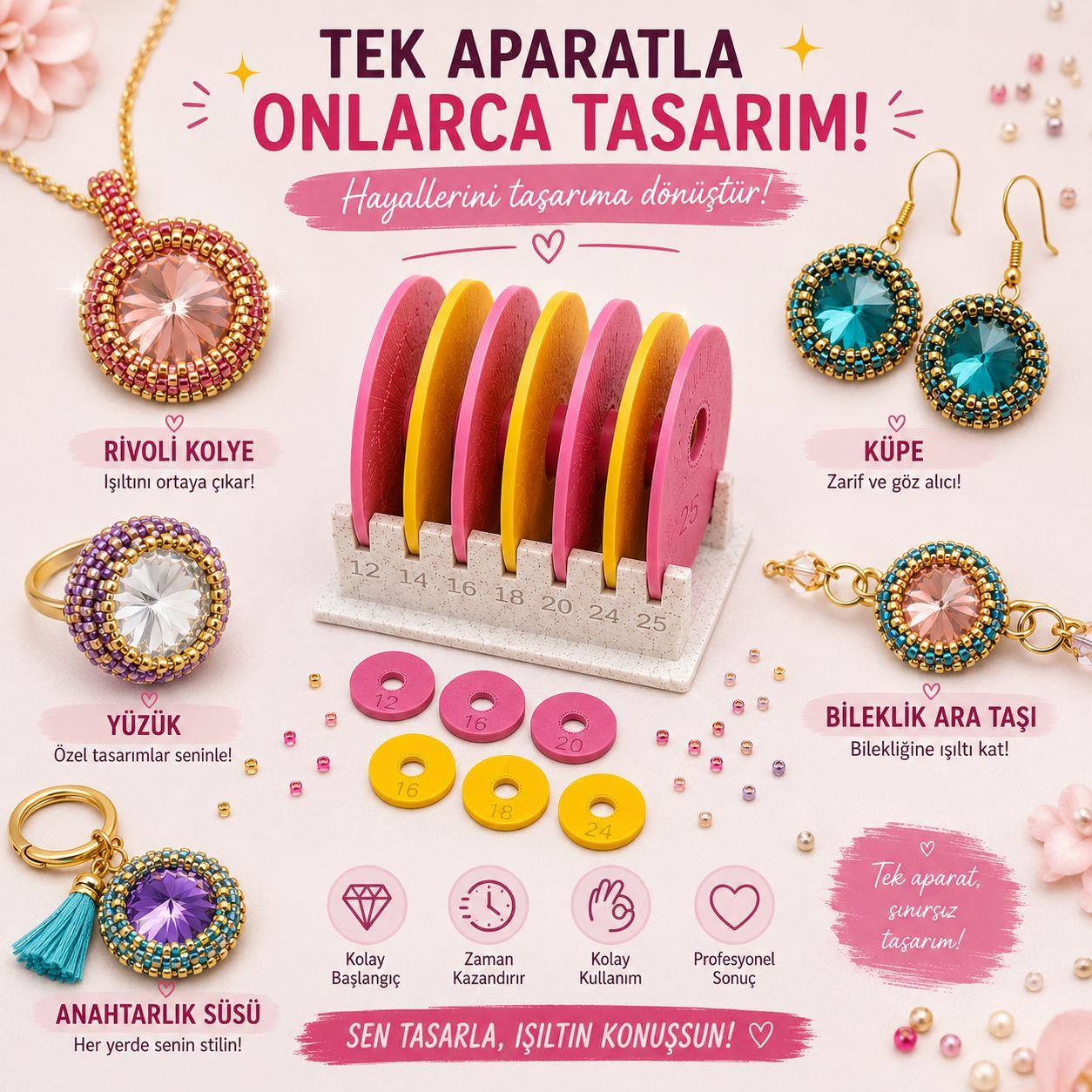 Peyote Profesyonel Rivoli ve Kabotaş - Bezel, Çerçeve Seti