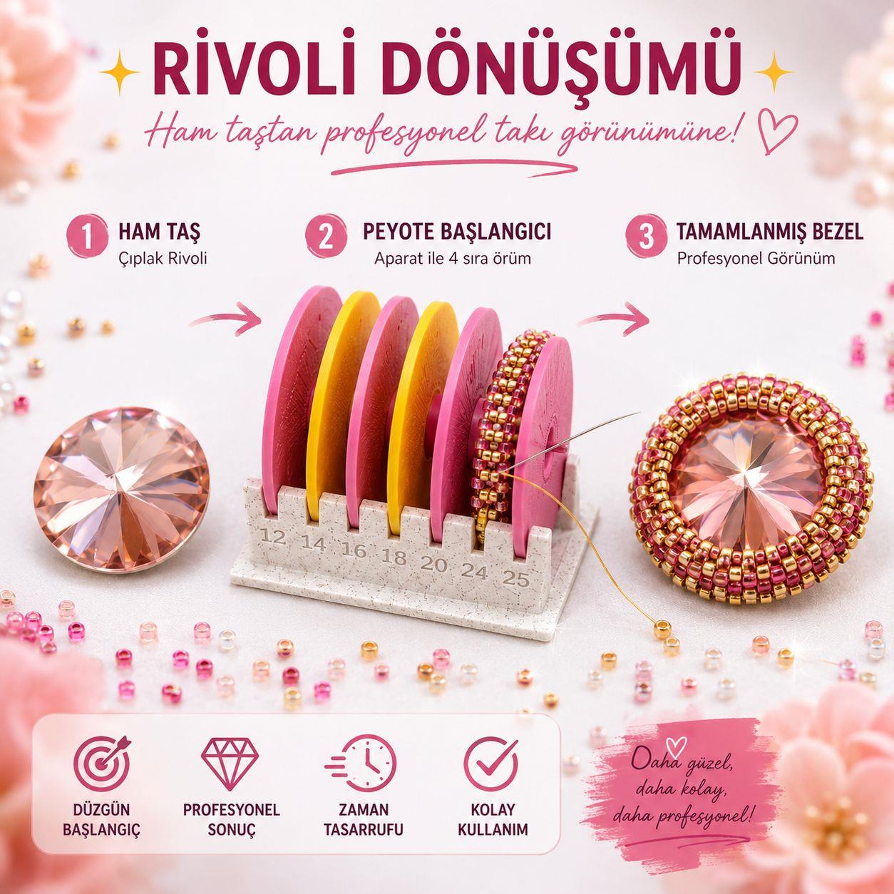 Peyote Profesyonel Rivoli ve Kabotaş - Bezel, Çerçeve Seti