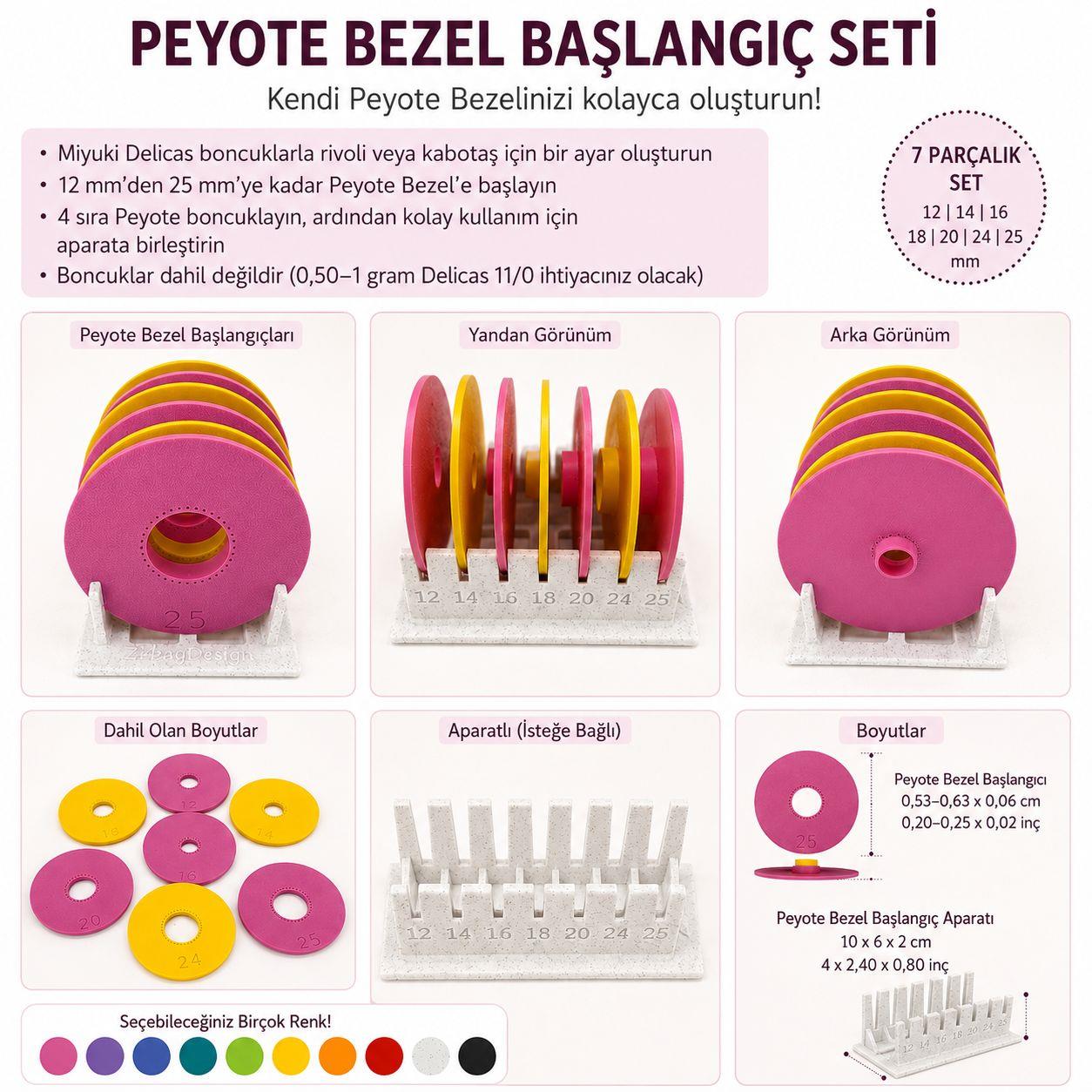 Peyote Profesyonel Rivoli ve Kabotaş - Bezel, Çerçeve Seti