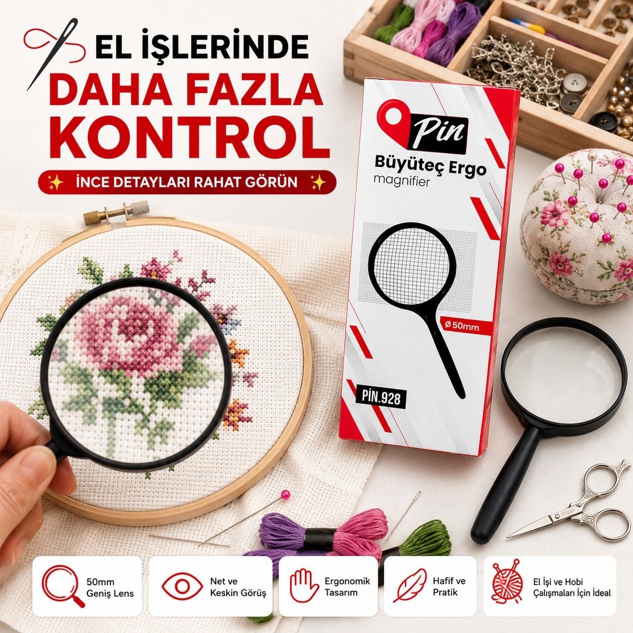 Pin 928 Büyüteç Ergo – İnce Detayları Rahatça Görün
