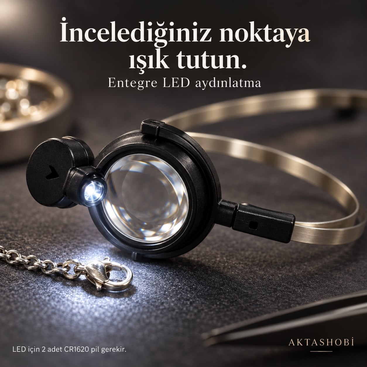 Power Master MG13B-A LED Aydınlatmalı, Göze Takılan Büyüteç