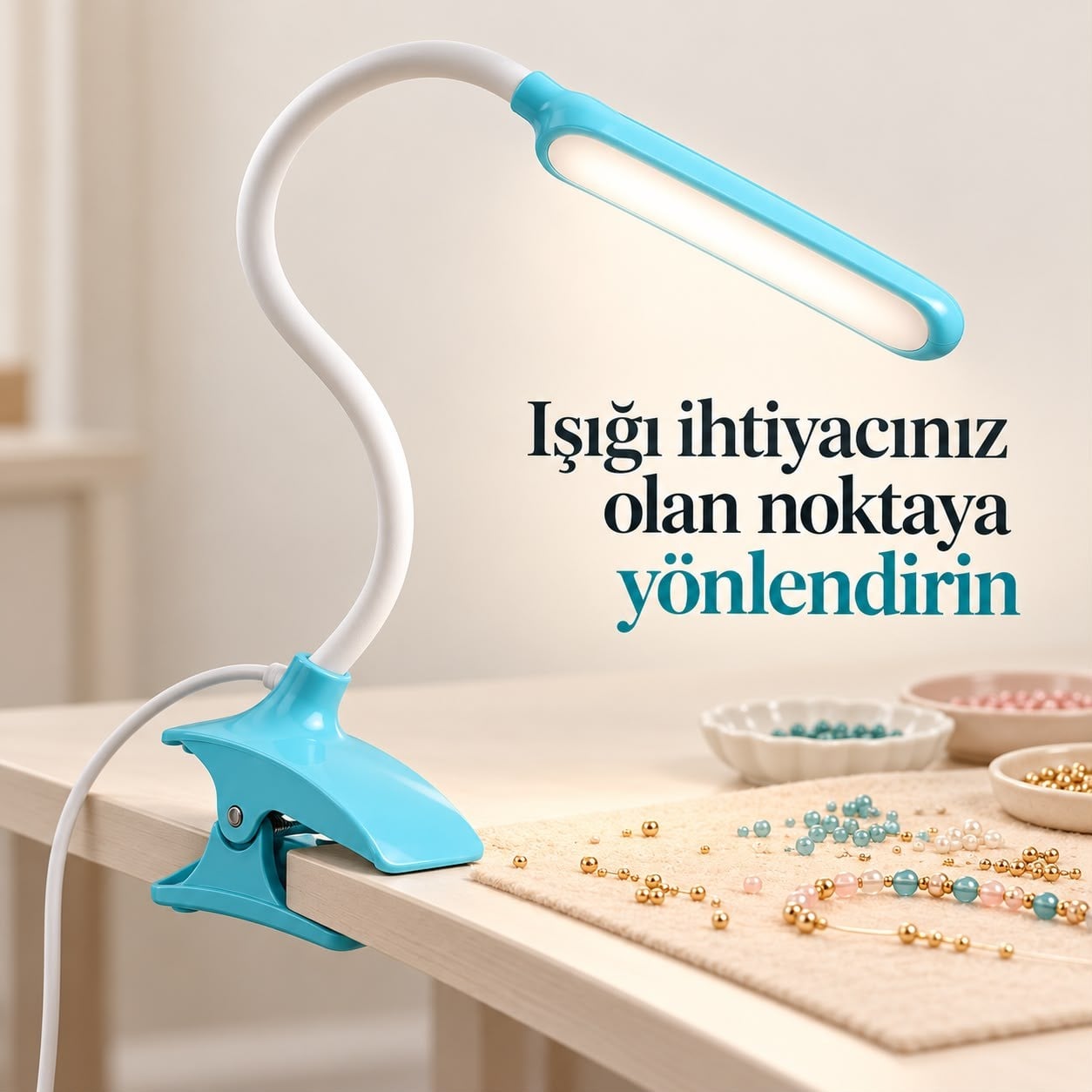 Power Master PM-11328 Esnek USB 14 LED Klipsli Masa Lambası