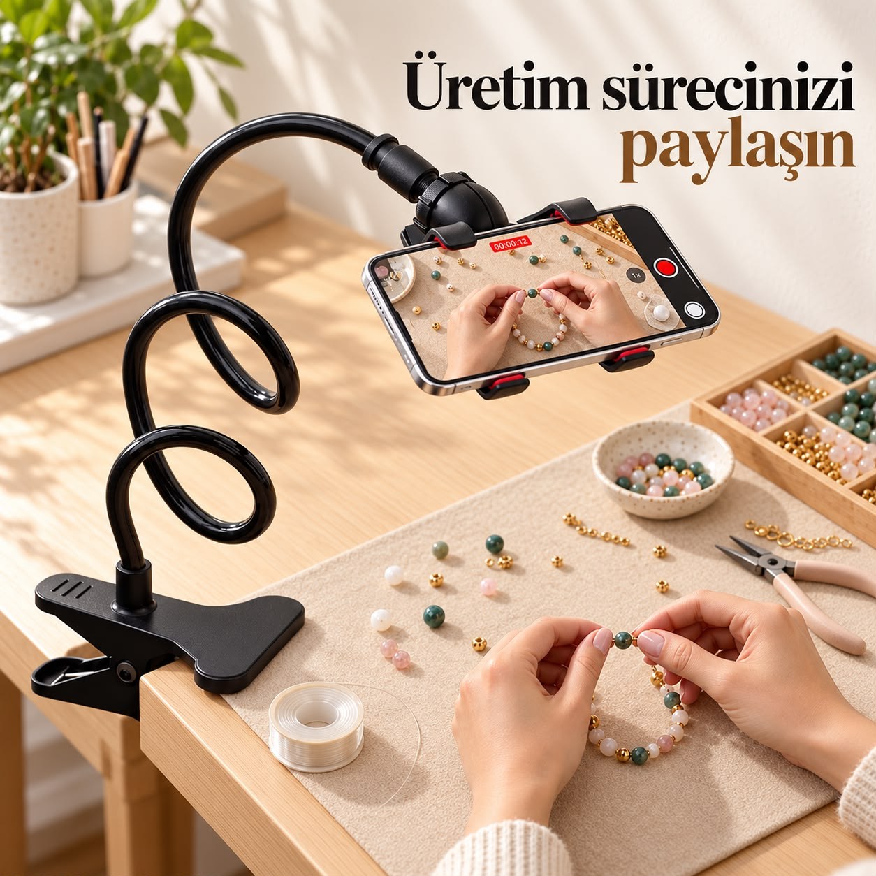 Power Master PM-14675 Mandallı Oynar Başlıklı Akrobat Telefon Tutucu