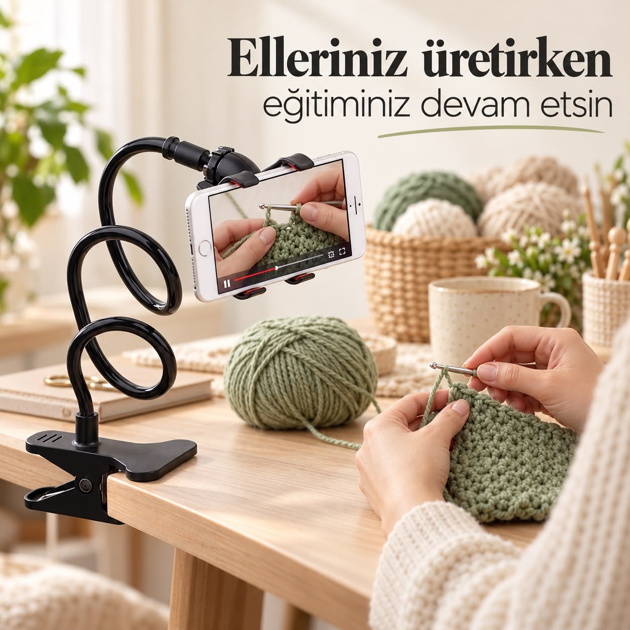 Power Master PM-14675 Mandallı Oynar Başlıklı Akrobat Telefon Tutucu