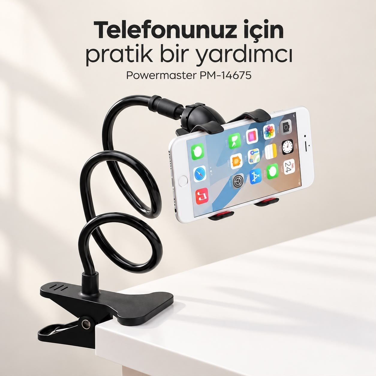Power Master PM-14675 Mandallı Oynar Başlıklı Akrobat Telefon Tutucu