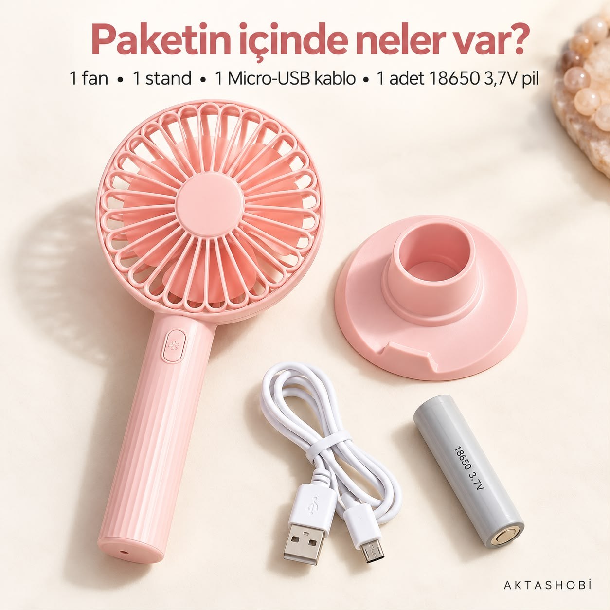 Power Master PM-25083 Telefon Standlı Şarjlı El ve Masaüstü Vantilatörü