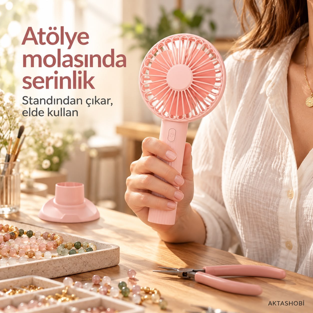 Power Master PM-25083 Telefon Standlı Şarjlı El ve Masaüstü Vantilatörü
