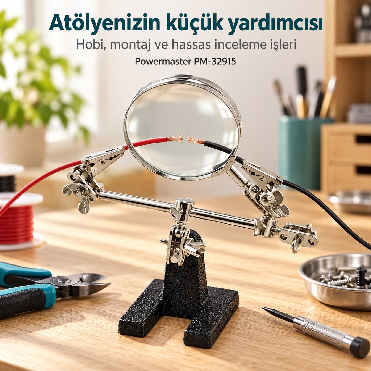 Power Master PM-32915 Mercekli Üçüncü El Lehim ve Montaj Standı