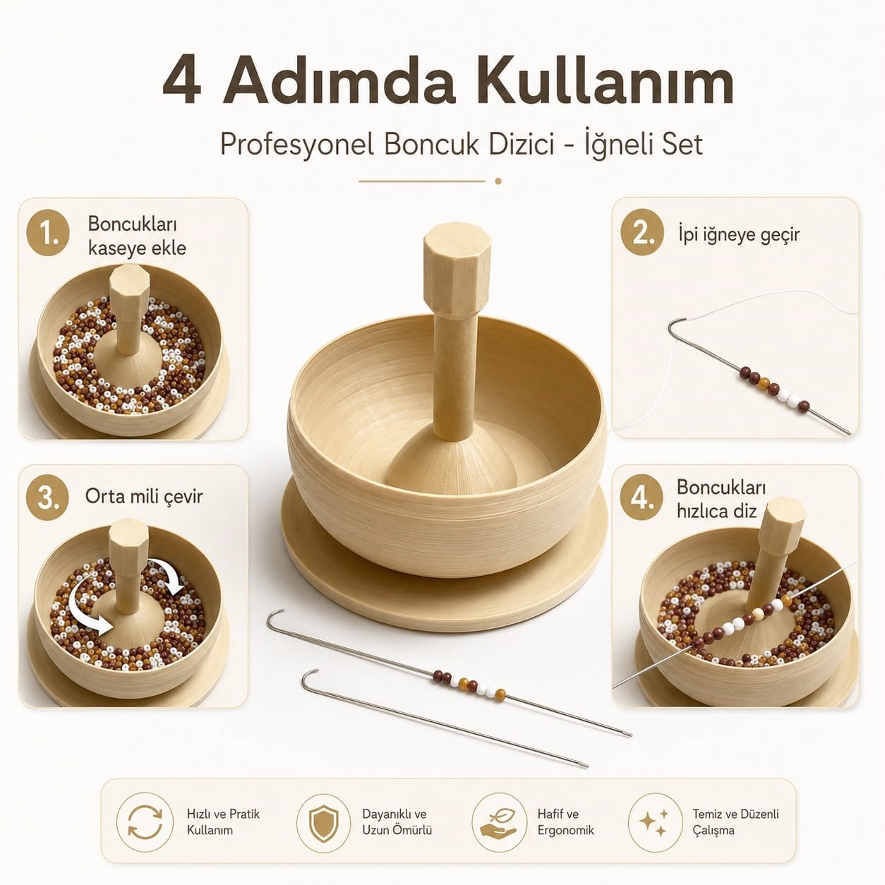 Profesyonel Boncuk Dizici - İğneli Set