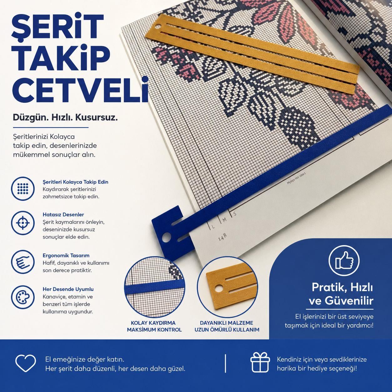 Satır Takip Cetveli – Kanaviçe ve Etamin İçin Pratik Yardımcı
