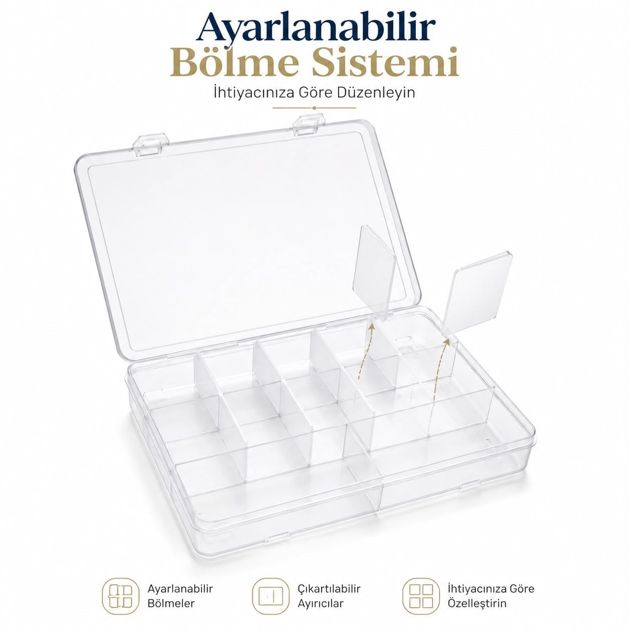 Şeffaf 12 Bölmeli Organizer 