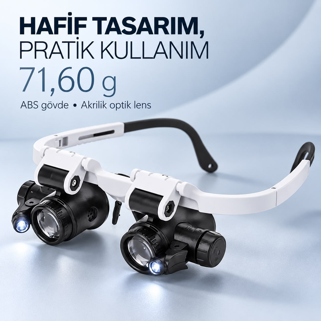 Sunup SN-22178 Pilli 2 LED Işıklı Ayarlanabilir Büyüteçli Gözlük