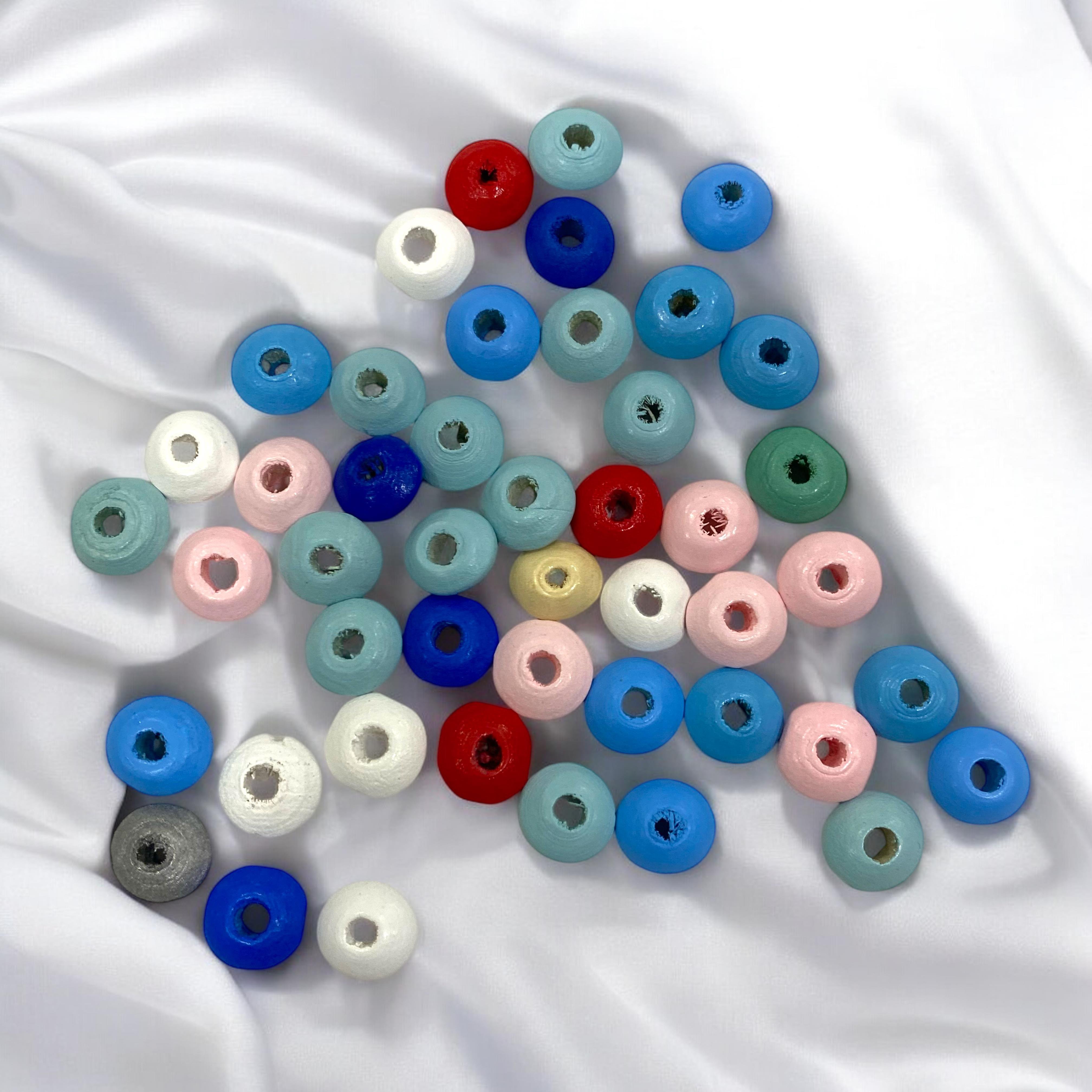 Yassı Soft Renkli Ahşap Boncuklar 10 Adet