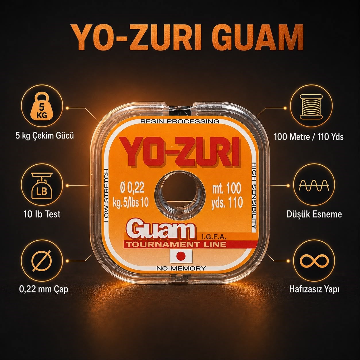 YO-ZURI Guam Şeffaf Misina – 0,22 mm Çok Kuvvetli