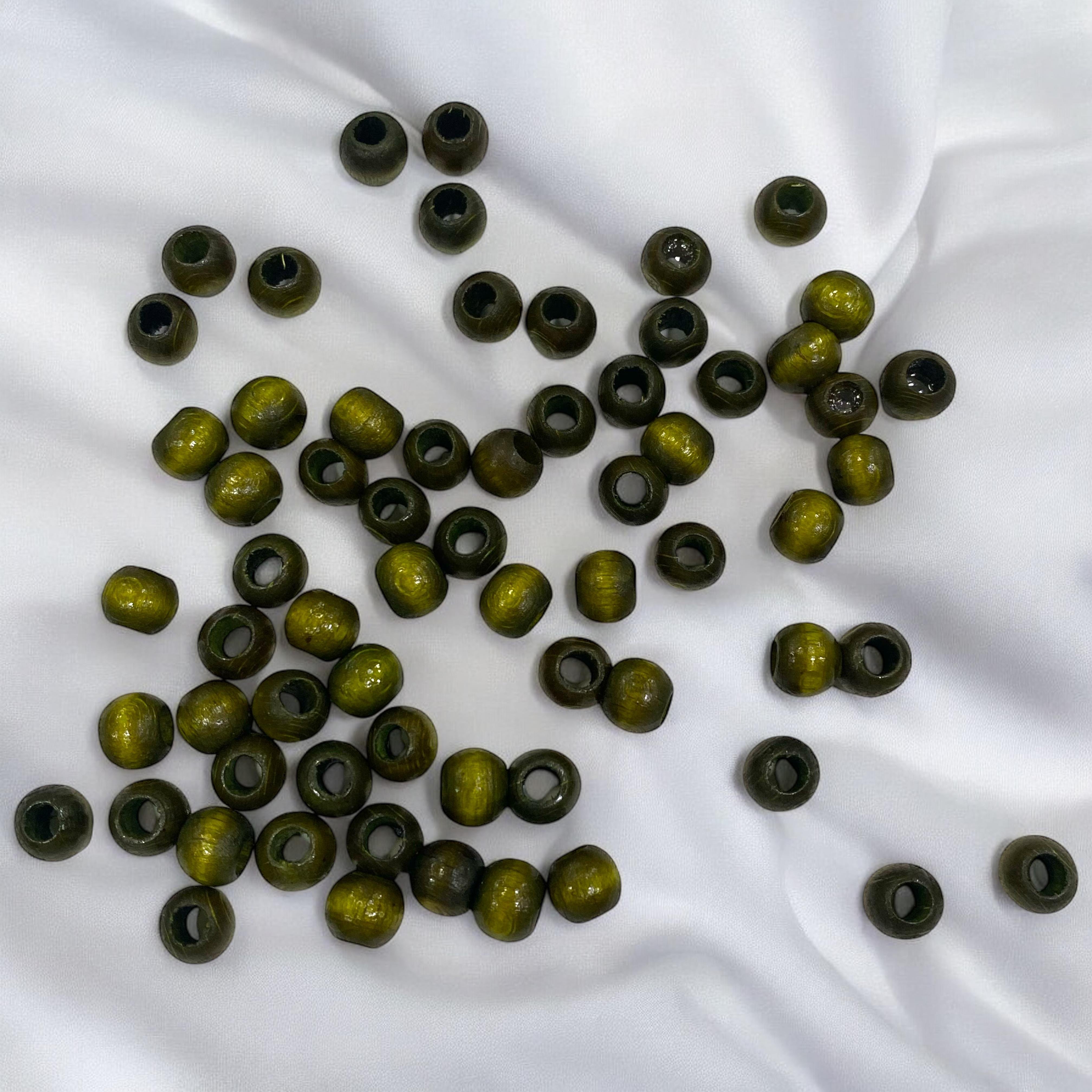 Zeytin Yeşili 8 MM Ahşap Boncuk 10 Gram