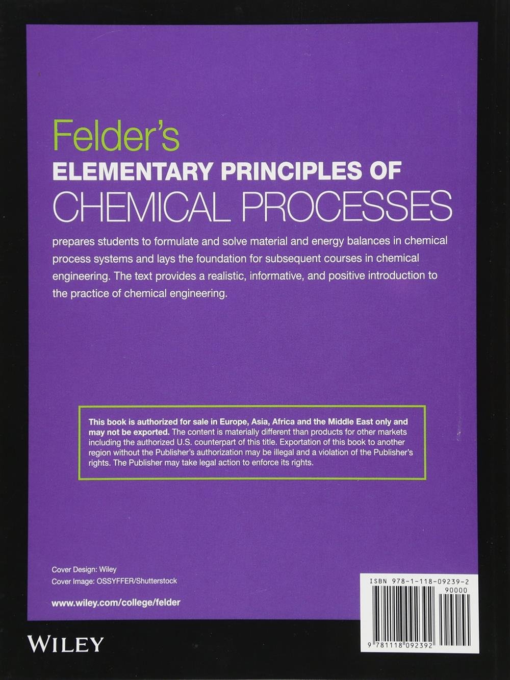 Felders Elementary Principles of Chemical Processes