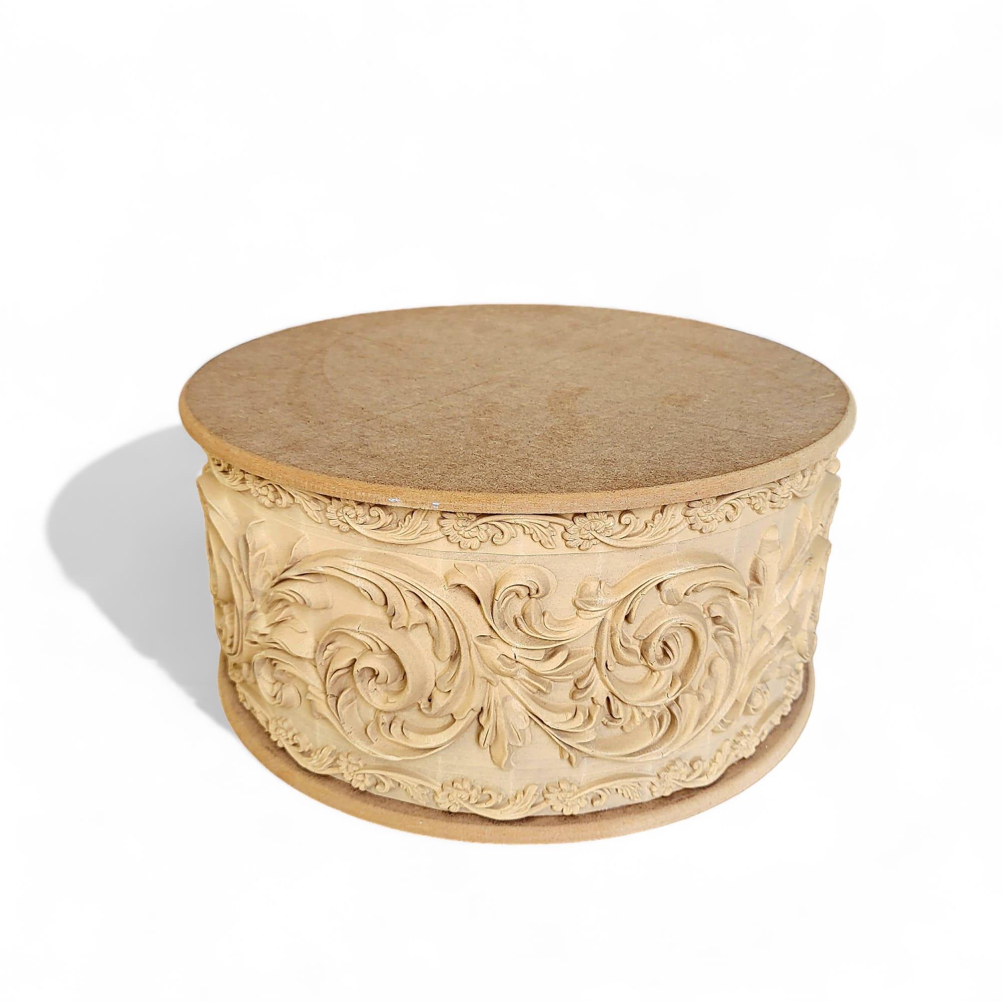 BAROK OYMALI KALIN KENARLI YUVARLAK KUTU