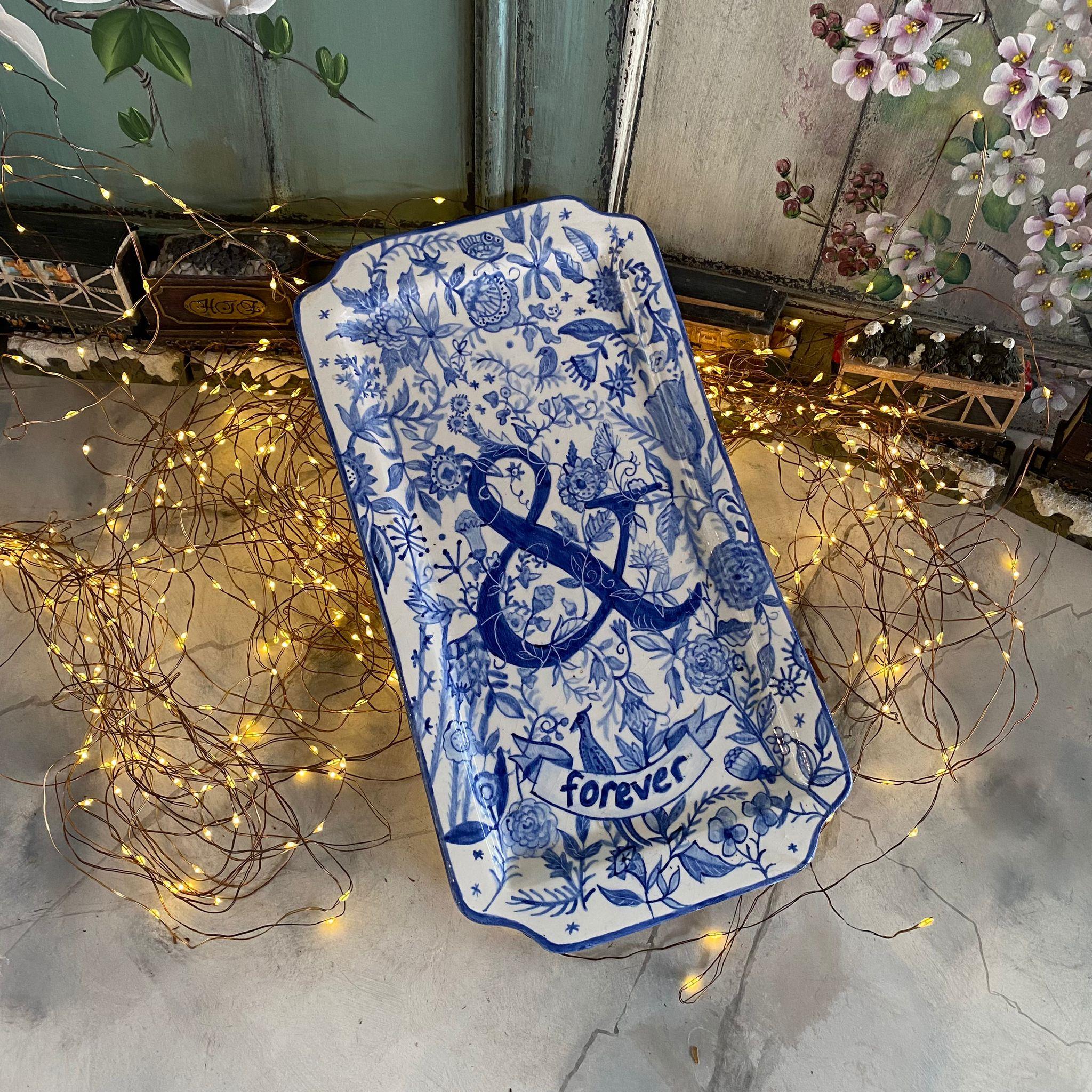 DİKDÖRTGEN BLUE BLANC ÇİNİ TABAK