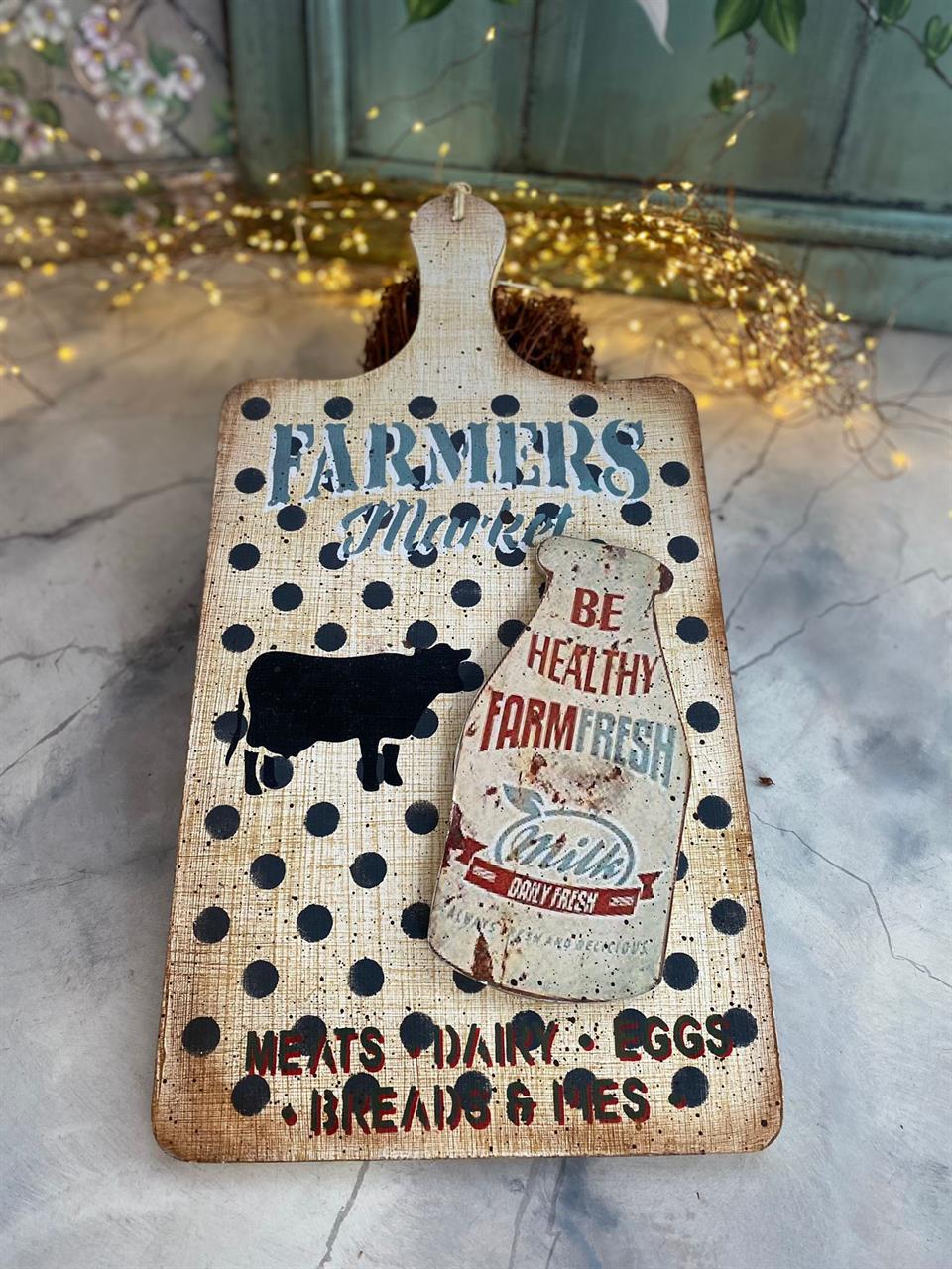 FARM FRESH MİLK DEKORATİF DUVAR PANOSU