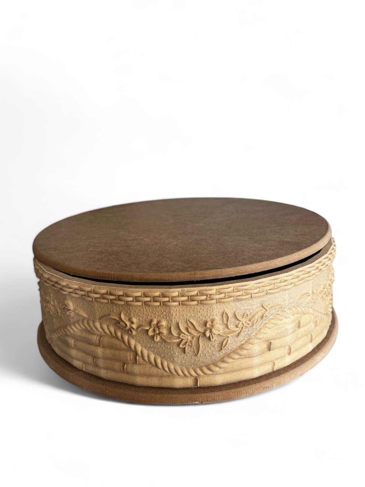 TAŞLI OYMALI İNCE KENARLI YUVARLAK KUTU