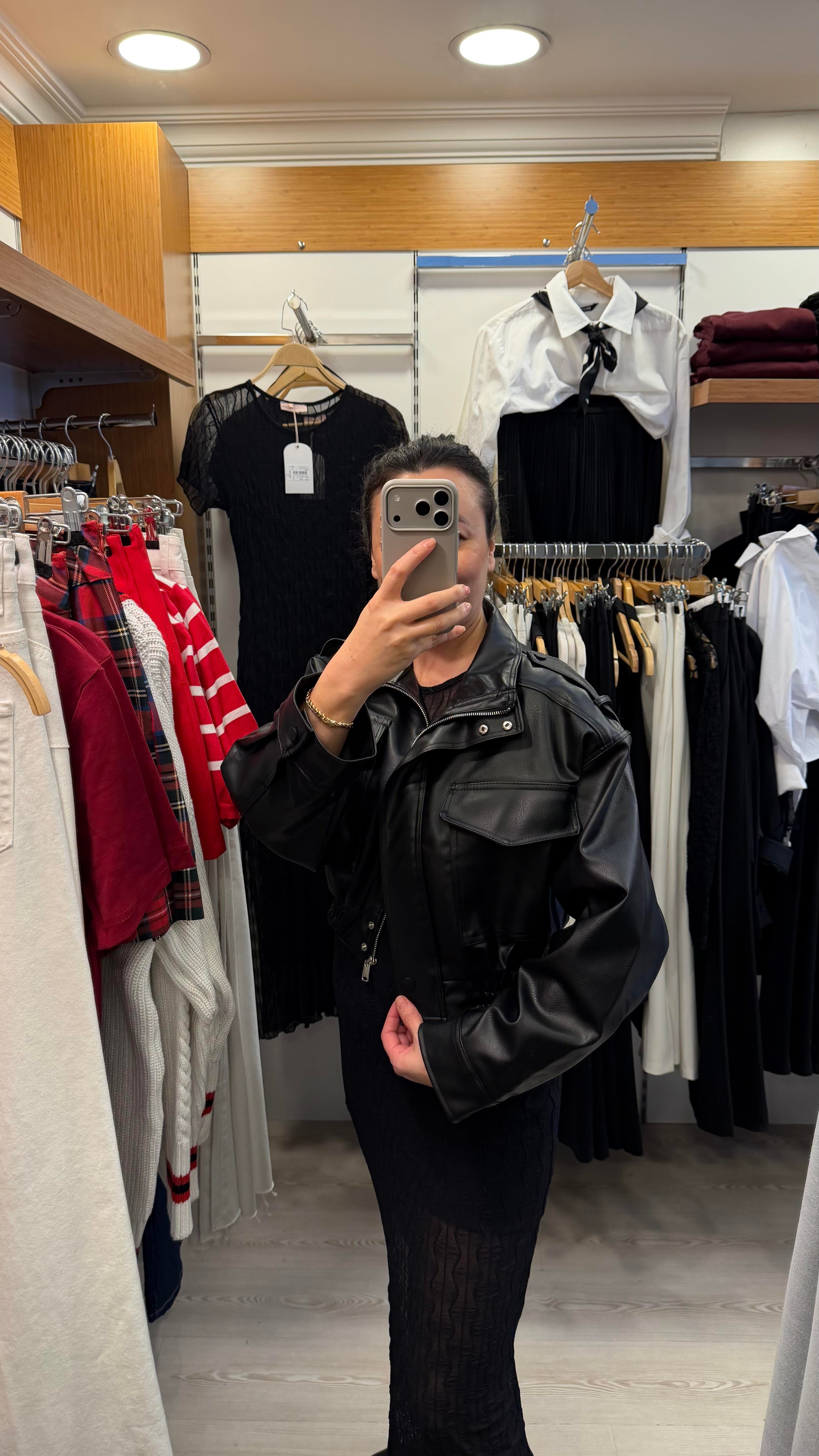 APOLETLİ BOMBER  DERİ CEKET