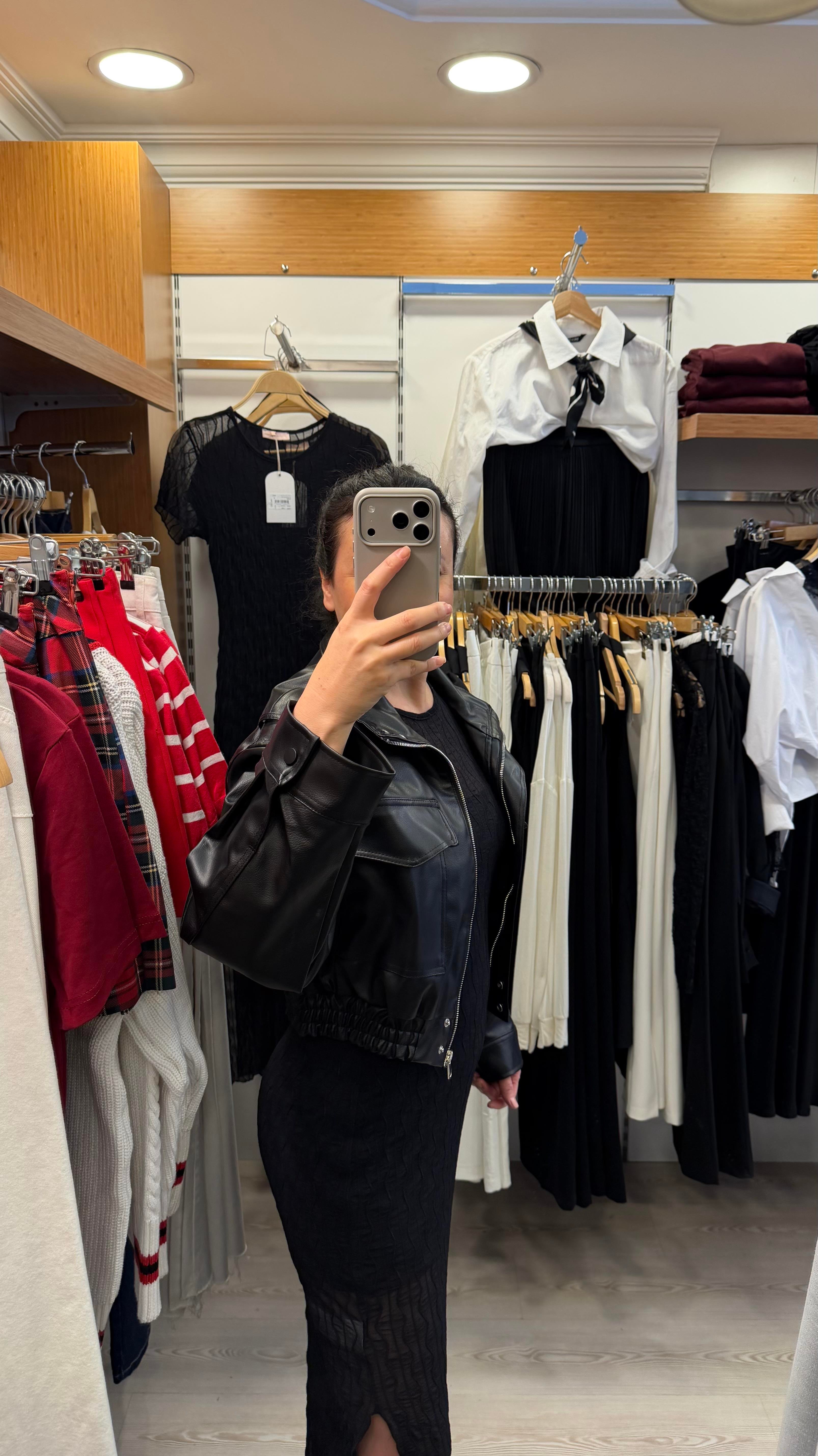 APOLETLİ BOMBER  DERİ CEKET