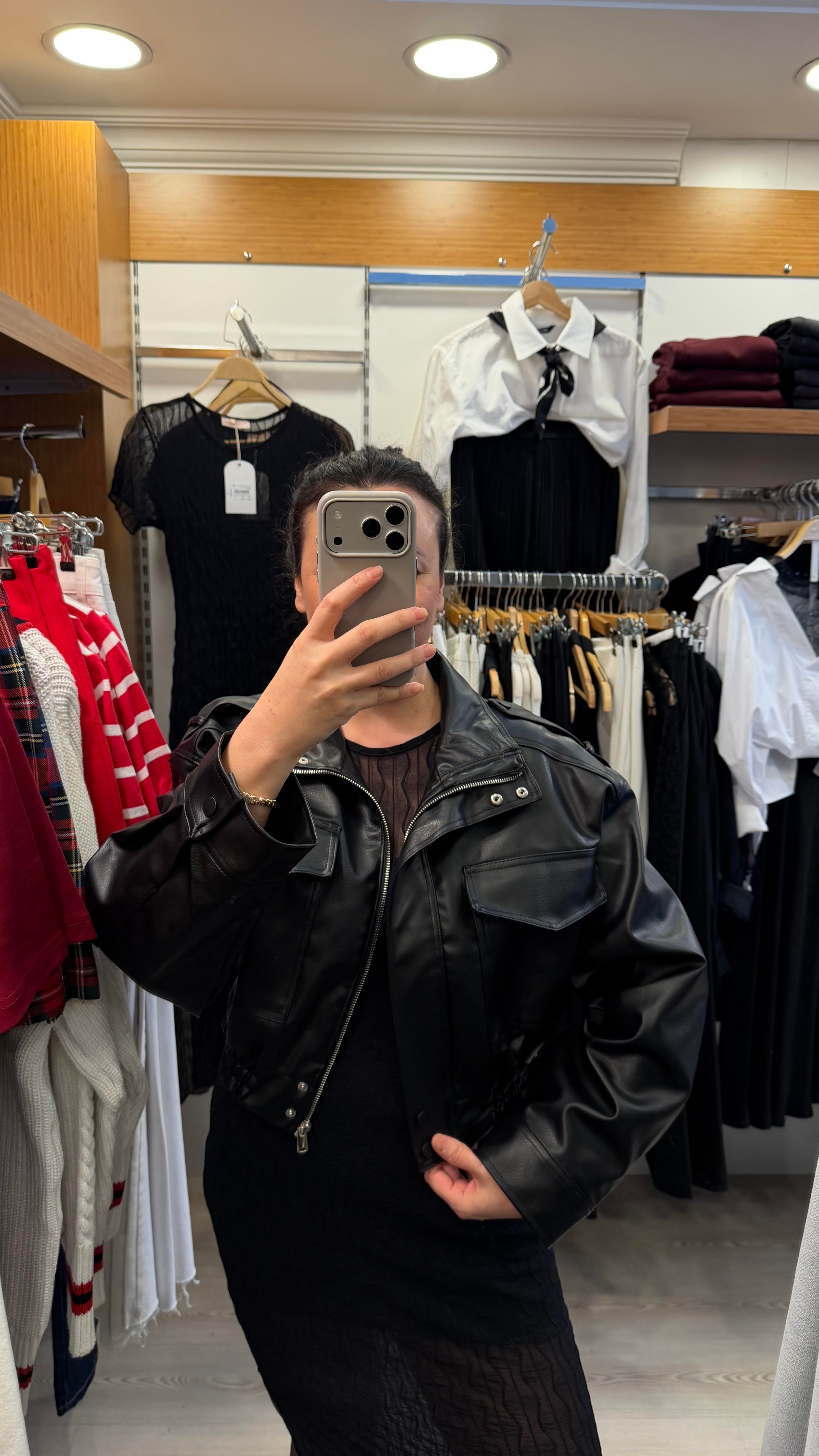 APOLETLİ BOMBER  DERİ CEKET