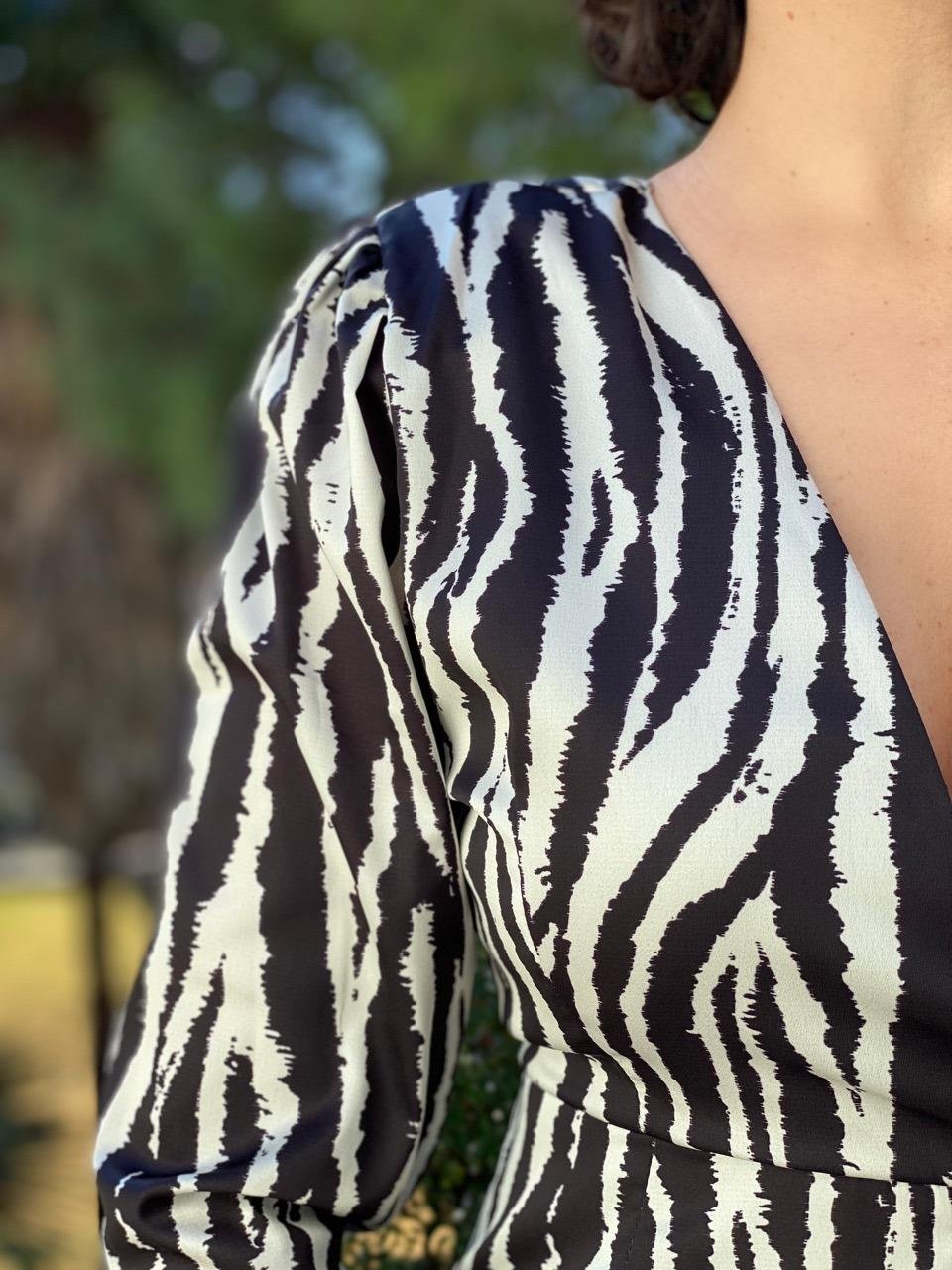 DESENLİ ZEBRA SATEN ELBİSE