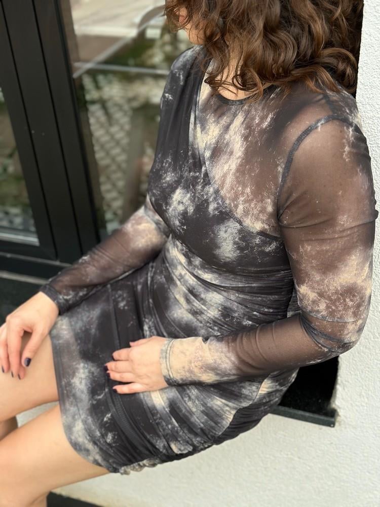 DRAPE DETAY TÜL ELBİSE