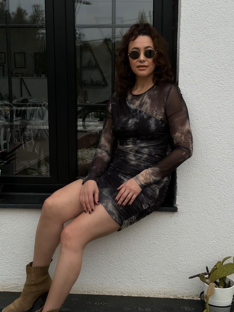 DRAPE DETAY TÜL ELBİSE