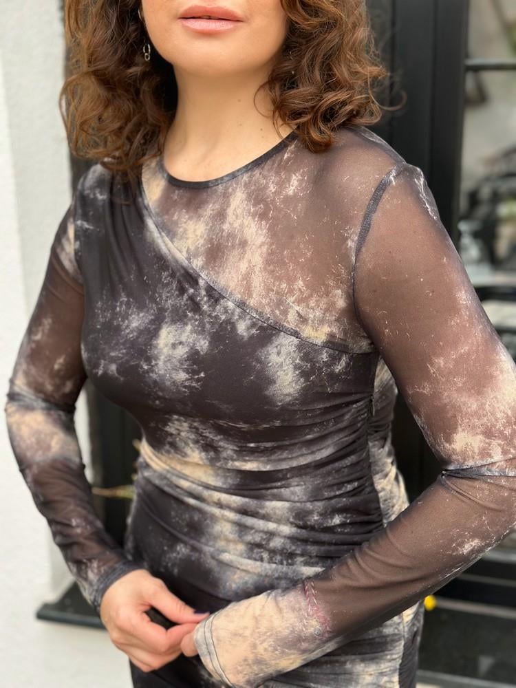 DRAPE DETAY TÜL ELBİSE