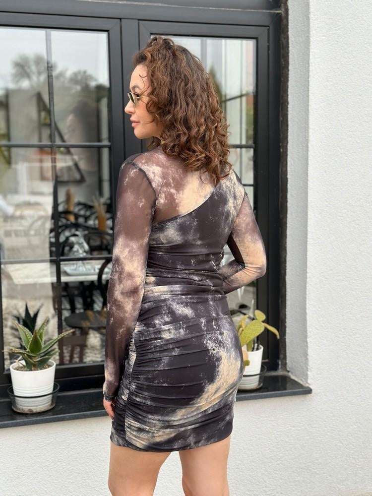 DRAPE DETAY TÜL ELBİSE