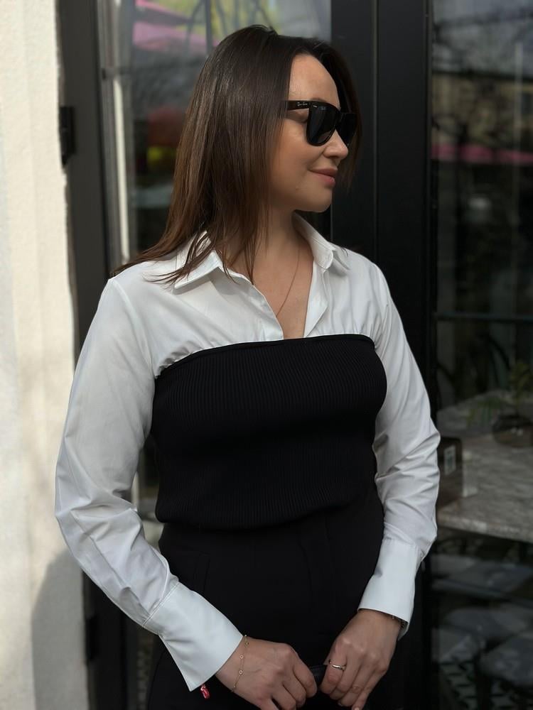 GÖMLEK DETAYLI TRİKO BLUZ