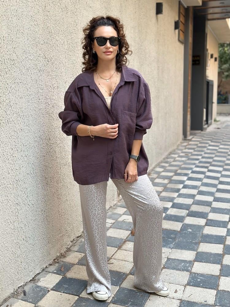 LEOPAR DESEN LASTİKLİ JAKARLI PANTOLON