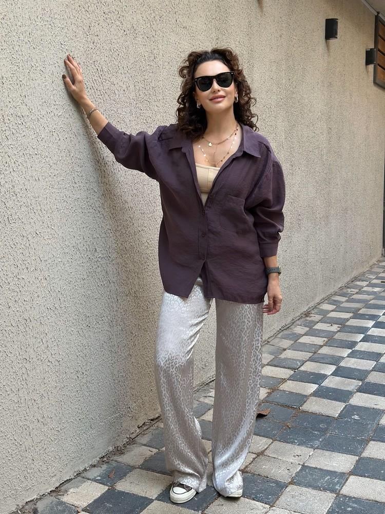 LEOPAR DESEN LASTİKLİ JAKARLI PANTOLON