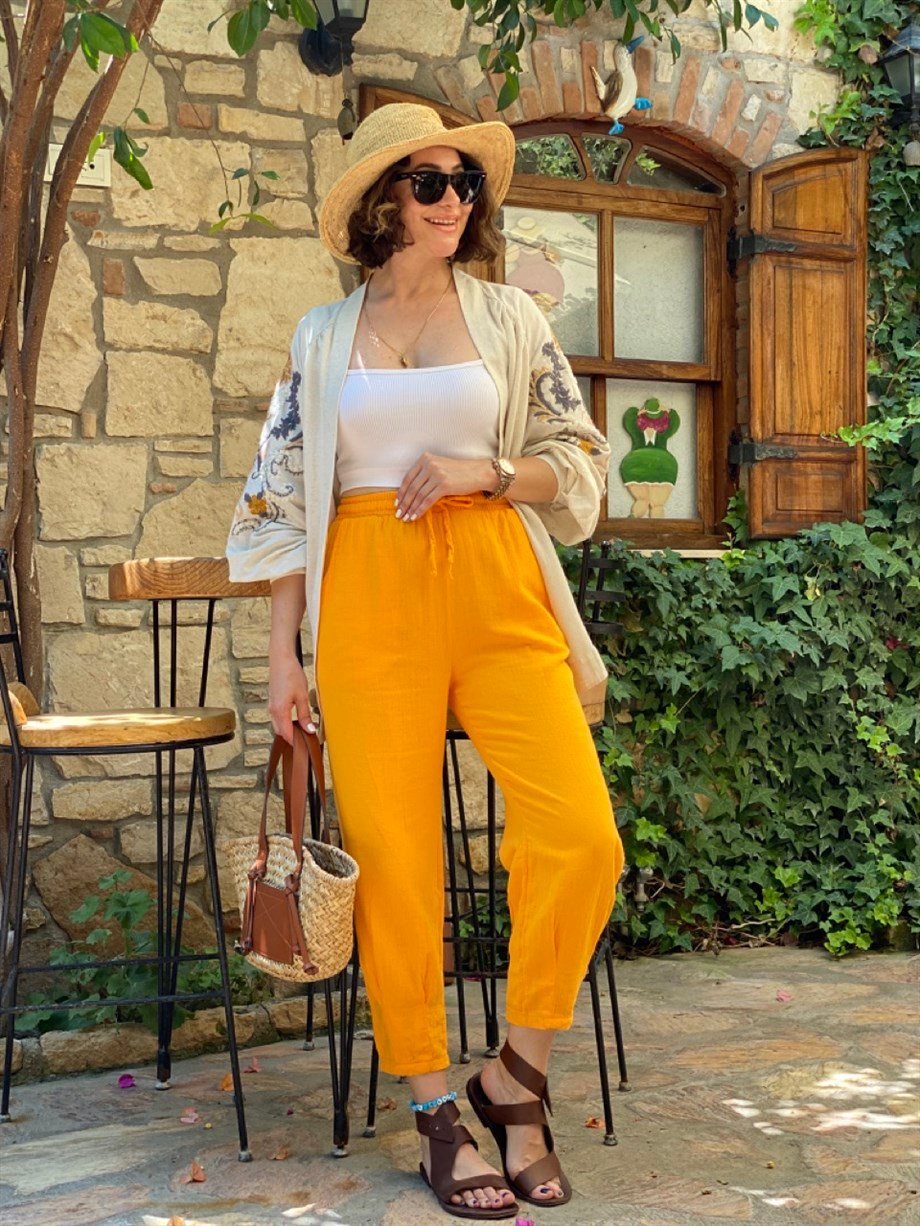 NATURAL PULLU NAKIŞLI KİMONO & KAFTAN